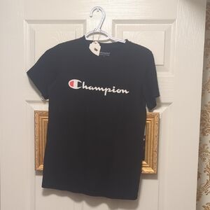 Champion Black Tee with Logo